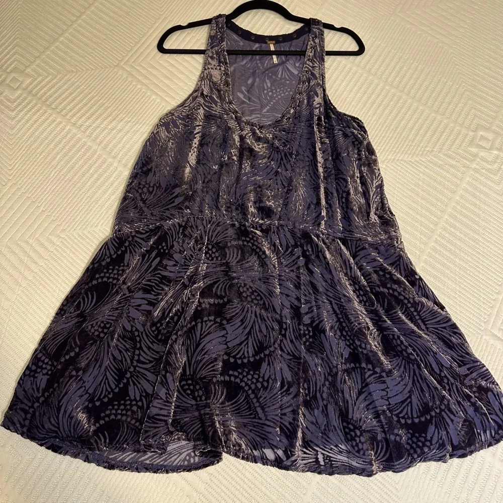 Free People blue velvet dress Medium - Picture 1 of 9